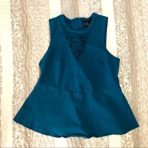 Cute Peacock Blue Torrid Peplum Top